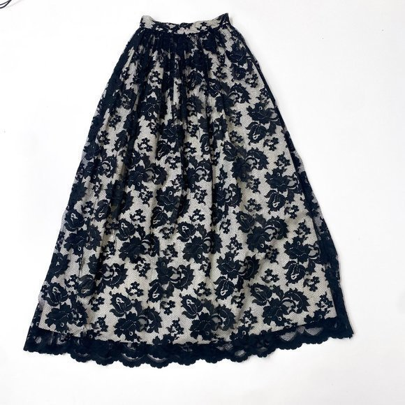 Hampton Nites Black and White Lace/taffeta Maxi Skirt. Size 4 - Picture 1 of 5
